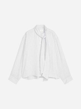 ARKET NWT White/Black Stripe Detachable Scarf Blouse L